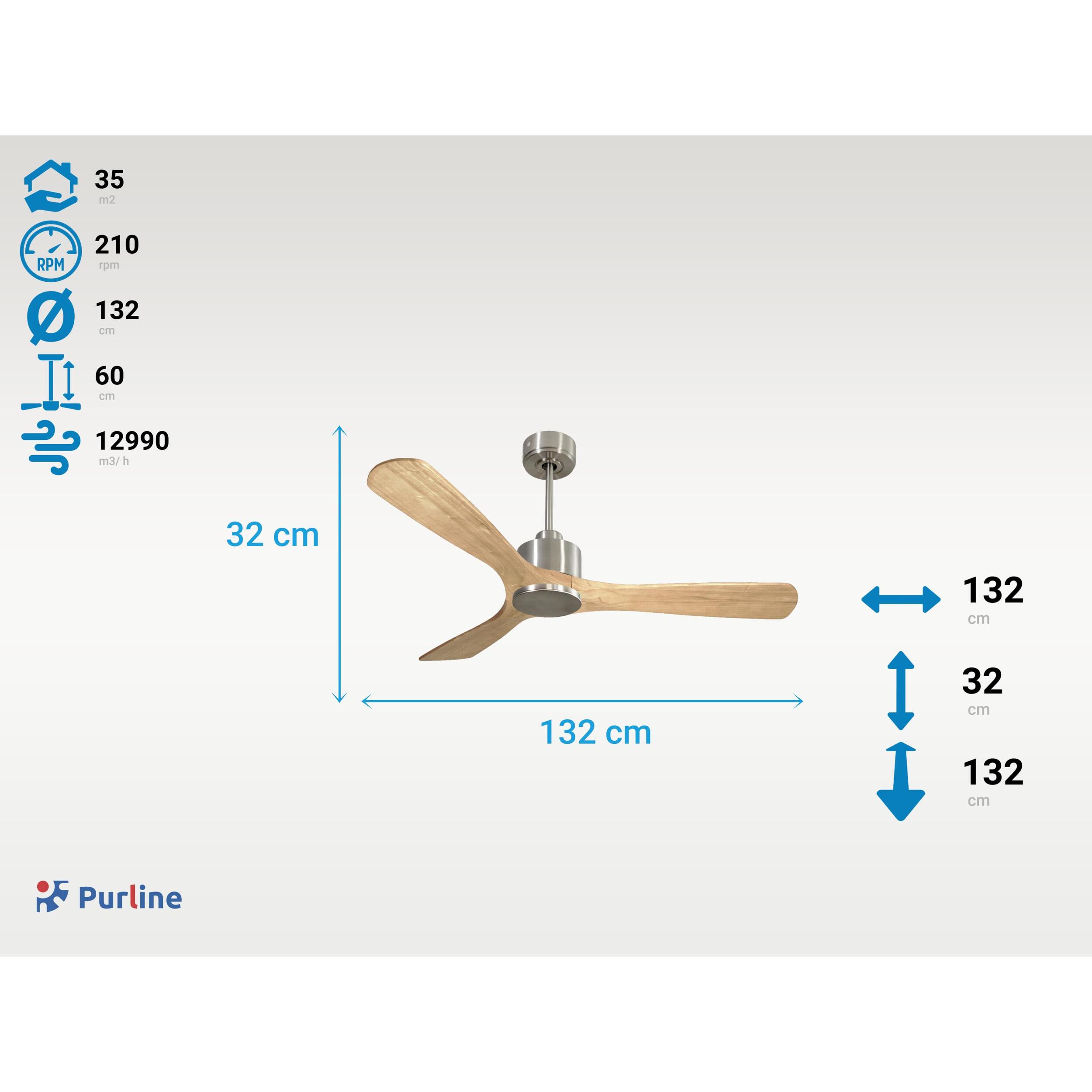 Ventilateur de plafond Réversible  Thermostat Wifi Moteur à courant continu Toits en pente Télécommande Hypersilence Mémoire