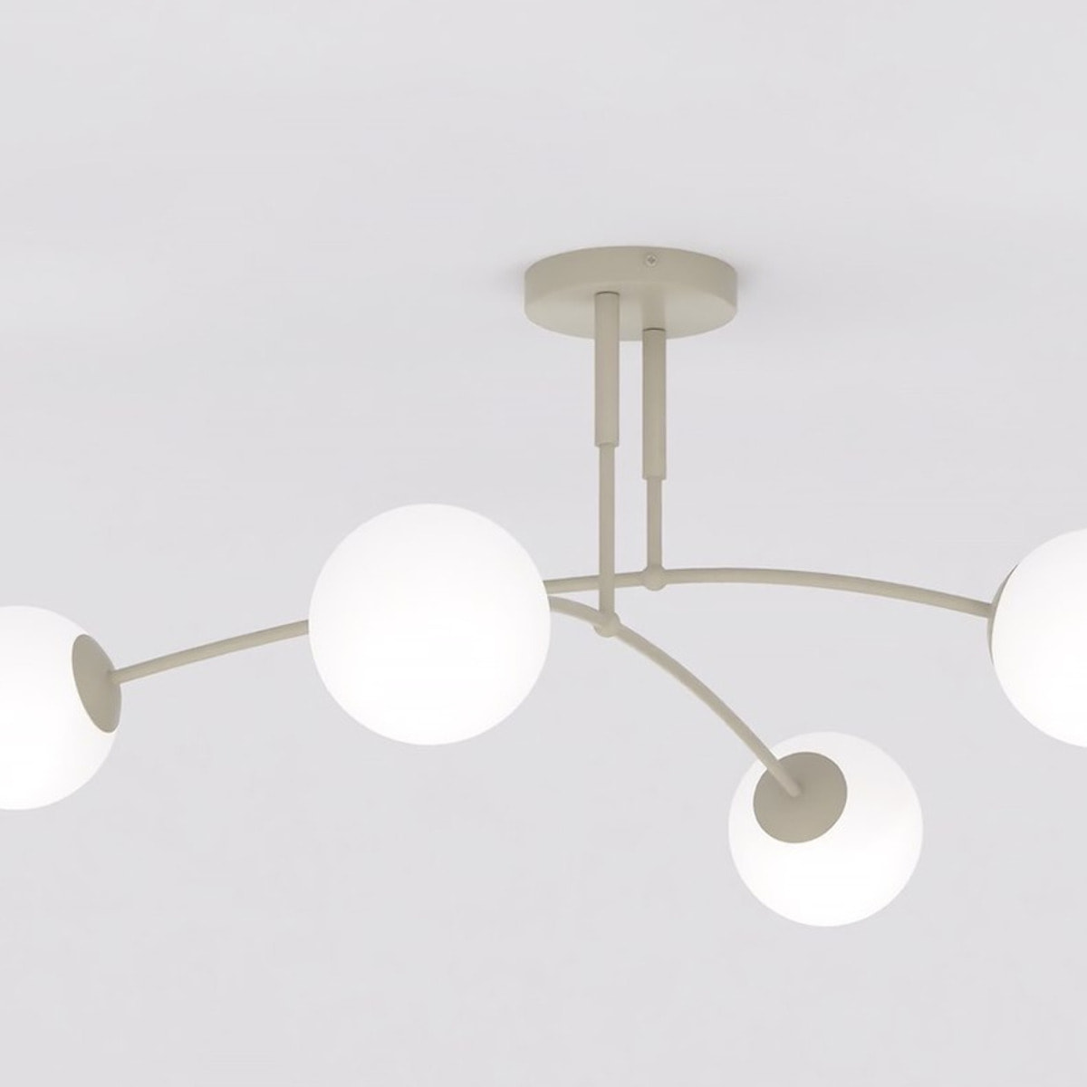 Lampada a sospensione PREGOS in acciaio beige e vetro opalino