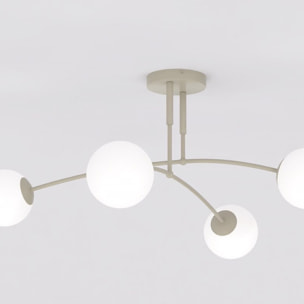 Lampada a sospensione PREGOS in acciaio beige e vetro opalino