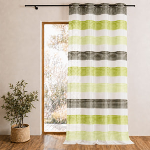 Voilage en organza à fines rayures horizontales - Vert tilleul