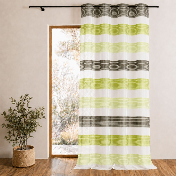 Voilage en organza à fines rayures horizontales - Vert tilleul
