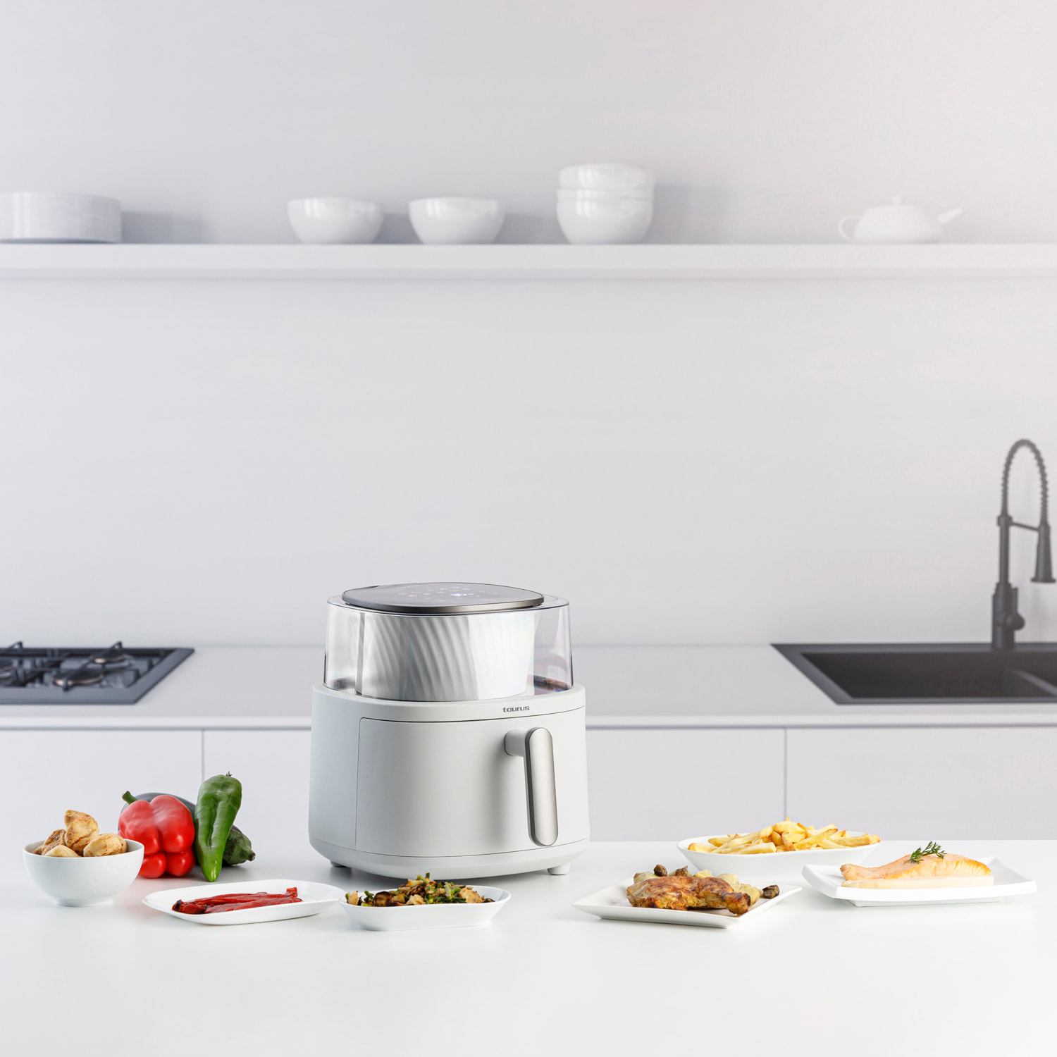 Freidora De Aire Sin Aceite 6L | 1.550W | 10 Menús Predefinidos | Ventana 360º | Auto Remover Function | Temporizador Digital 60' | Air Fryer Con Temperatura Ajustable - Taurus