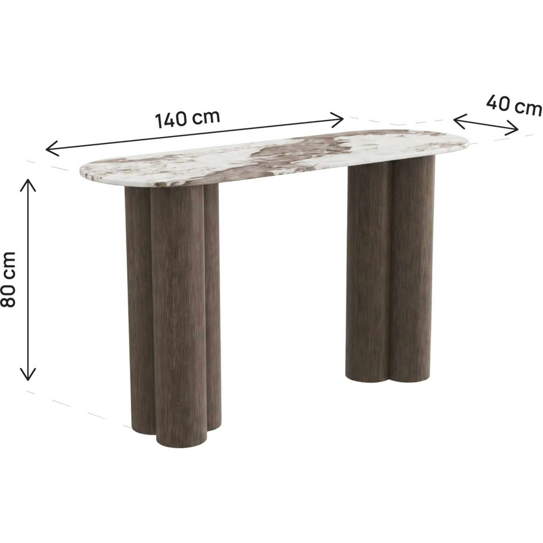 Console avec plateau en céramique "Zora" - 140 cm - Marron