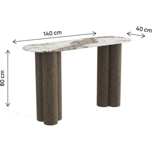 Console avec plateau en céramique "Zora" - 140 cm - Marron