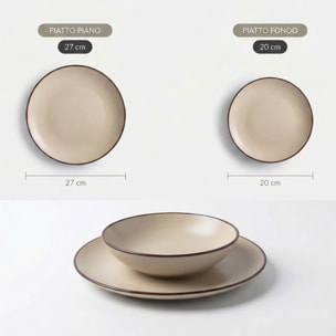 Set 12 Piatti in Ceramica, lavabile in lavastoviglie e adatto a microonde, Intrecci