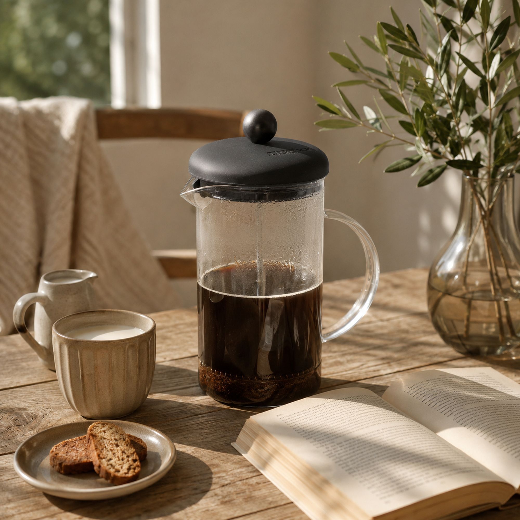 Cafetière à piston 600ml noire en verre FUSION