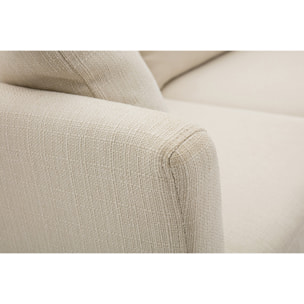 Canapé d'angle droit déhoussable 4 places en tissu beige et bois clair OSLO