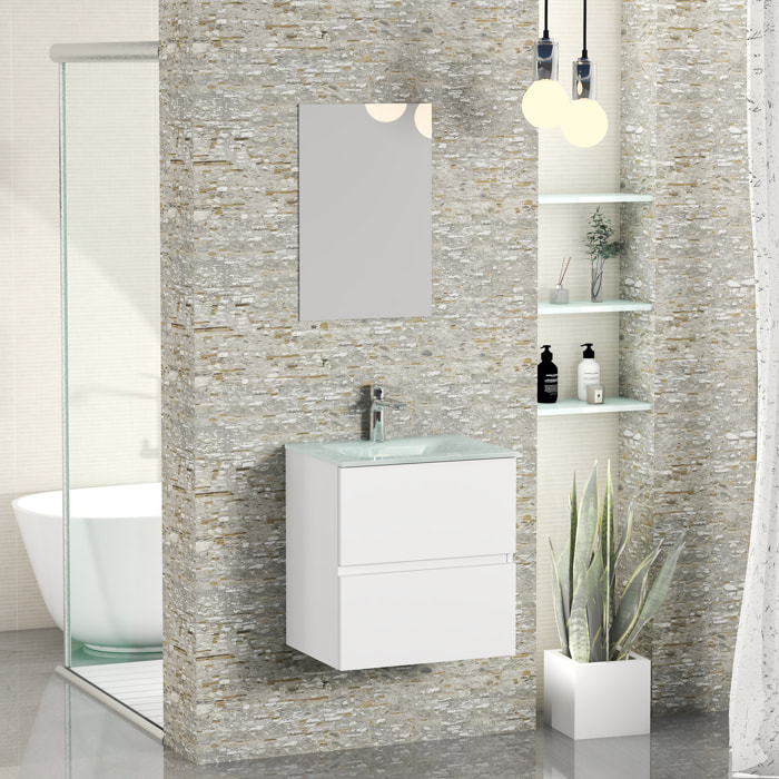 Conjunto de baño GLASS Alday, 50 cm, Blanco Mate