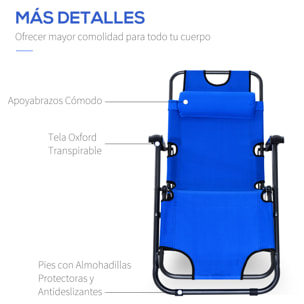 Tumbona Plegable de Tela Oxford y Acero 153x60x29cm Azul