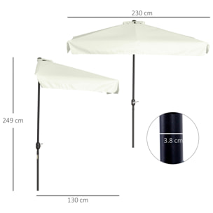 Sombrilla Rectangular 230x130x249 cm Parasol para Pared Media Sombrilla con Manivela Protección UV Impermeable Sombrilla para Balcón Terraza Jardín Crema