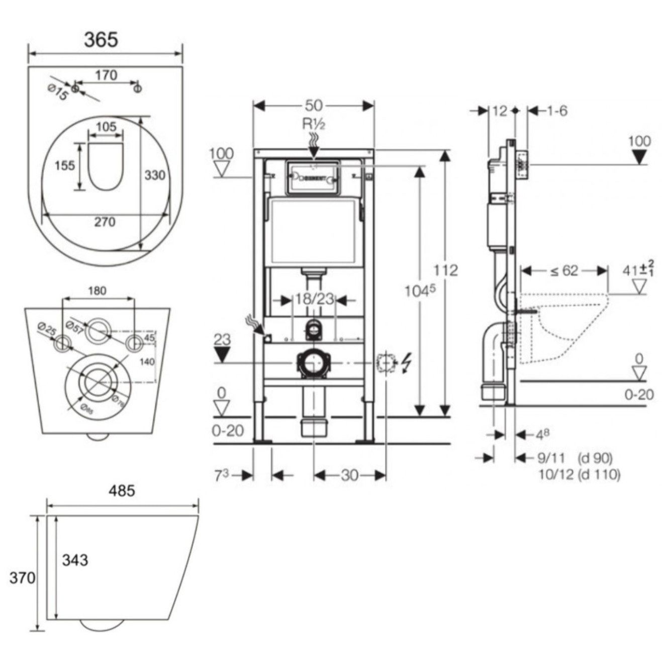 Pack WC suspendu complet avec bâti-support Geberit et WC Swiss Aqua Technologies Infinitio, 48 cm, sans bride