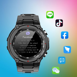 Smartwatch Q666K con batteria da 600mAh a lunga durata. Monitor cardiaco e della pressione sanguigna, sommergibile.