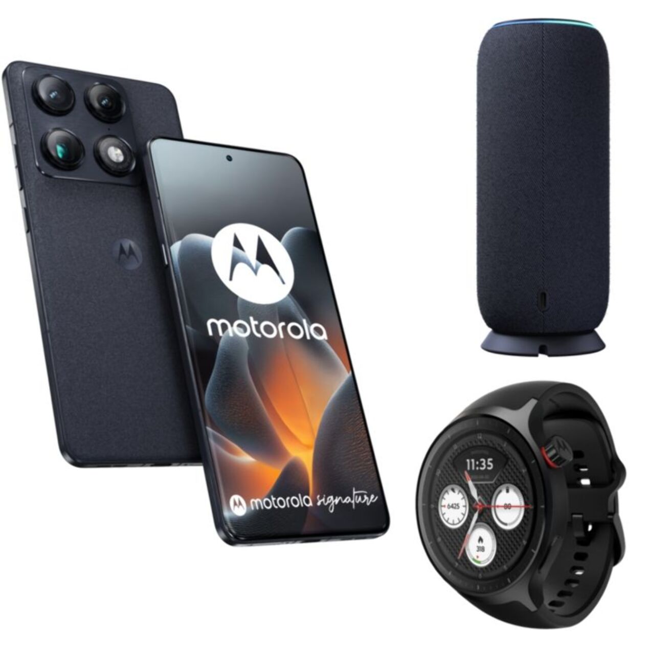 Smartphone MOTOROLA Pack Signature 5G 512Go Bleu + Moto Sound Flow + Watch Motorola Noir