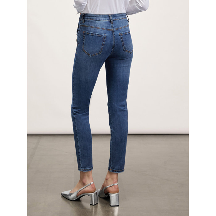 Motivi - Jeans skinny con motivo bottoni - Blu