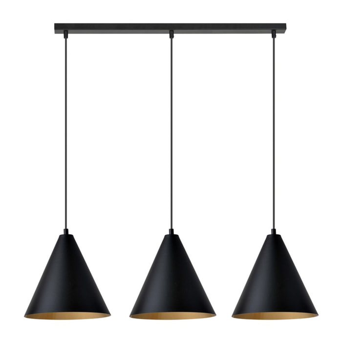 Lampada a sospensione REBEL in acciaio nero e oro