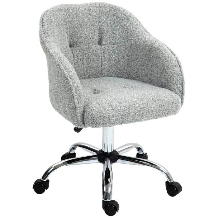 Chaise de bureau tissu bouclette design hauteur réglable pivotante piètement acier gris