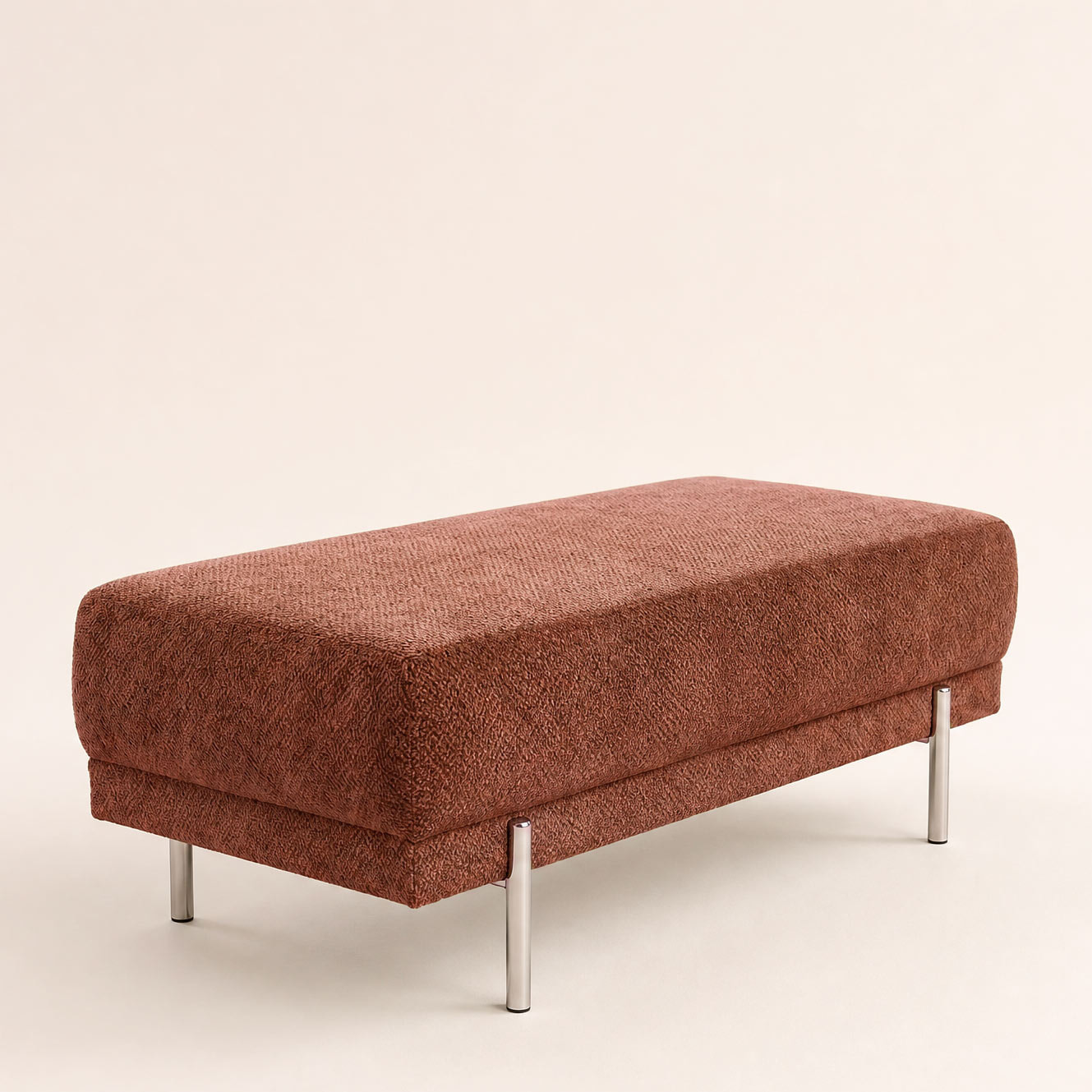 Gabin - pouf en velours texturé - Terracotta