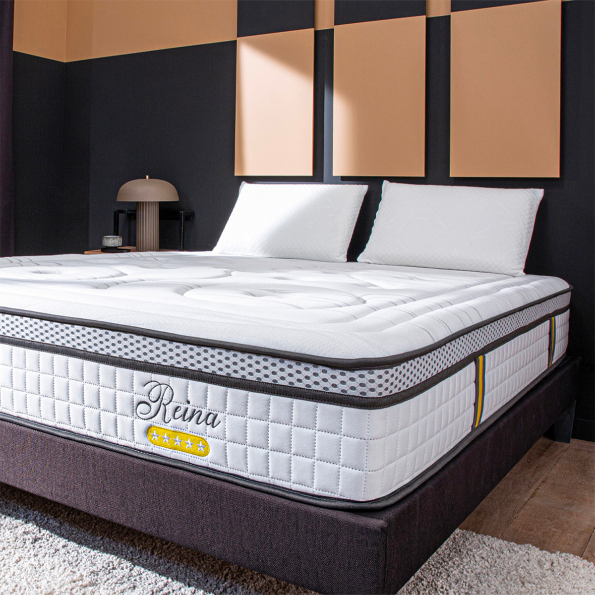 Matelas Hybride Reina 2.0, soutien ferme, 26 cm, mémoire de forme et ressorts ensachés