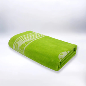 Serviette de plage éponge velours Jacquard Vert 90x170 400g/m² - Cosmo