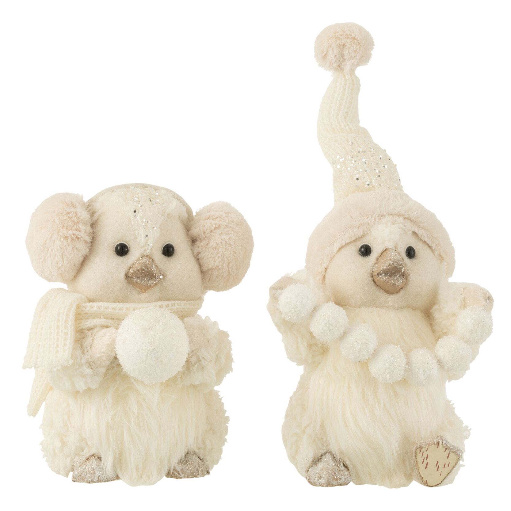 J-Line figurine Pingouin Boules De Neige Debout - textile - ecru - large - 2 pièces