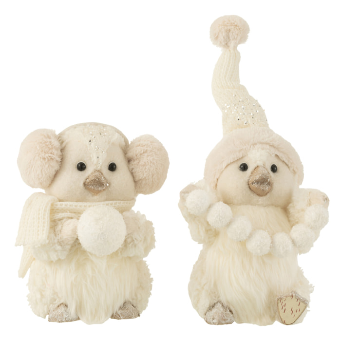 J-Line figurine Pingouin Boules De Neige Debout - textile - ecru - large - 2 pièces