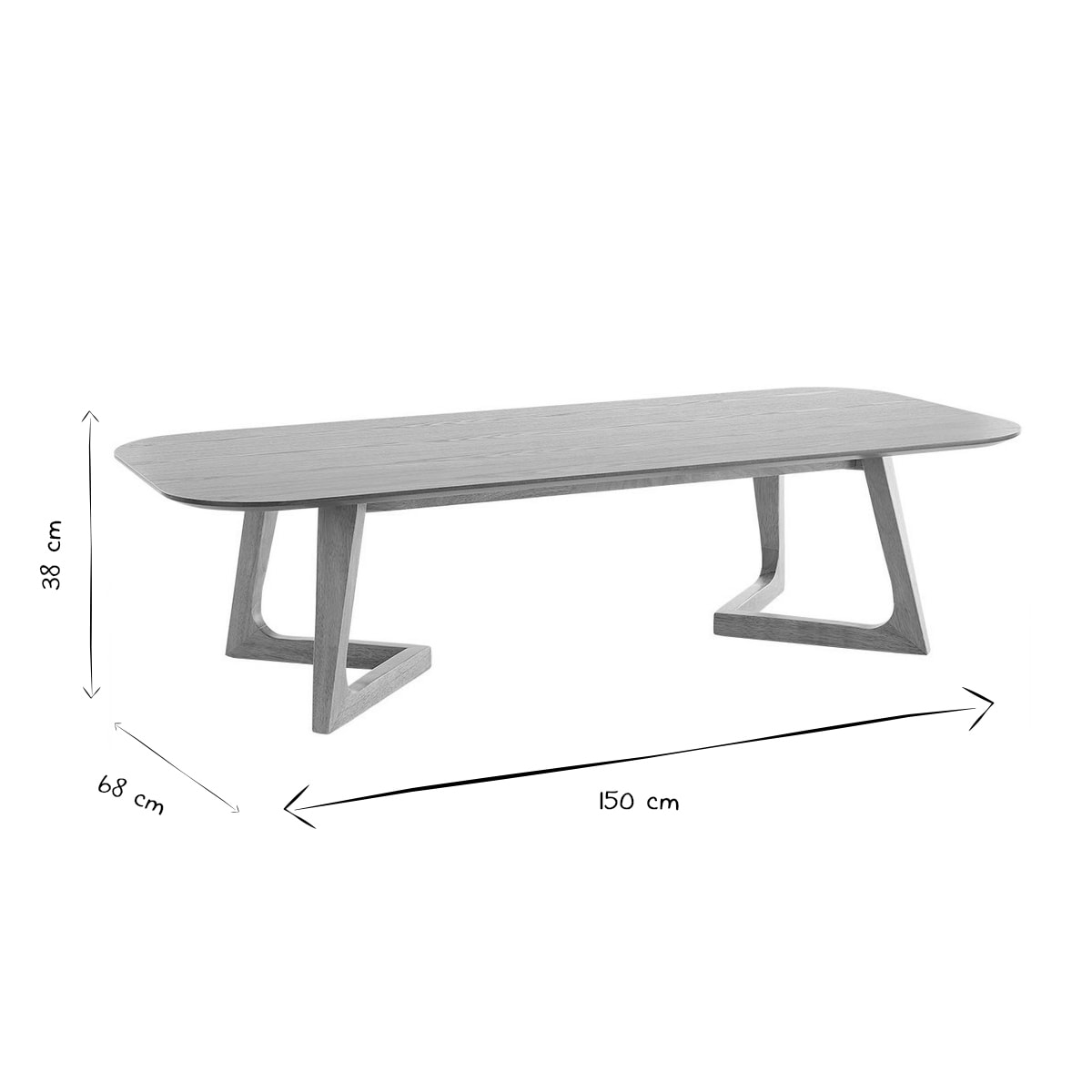 Table basse rectangulaire scandinave bois clair L150 cm JUKE