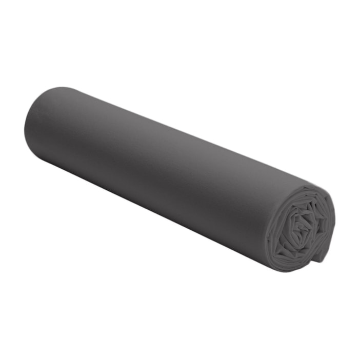 Drap housse percale de coton gris anthracite