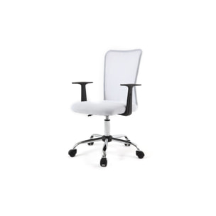 Fauteuil de bureau à roulettes design en mesh blanc et acier chromé PLUZ