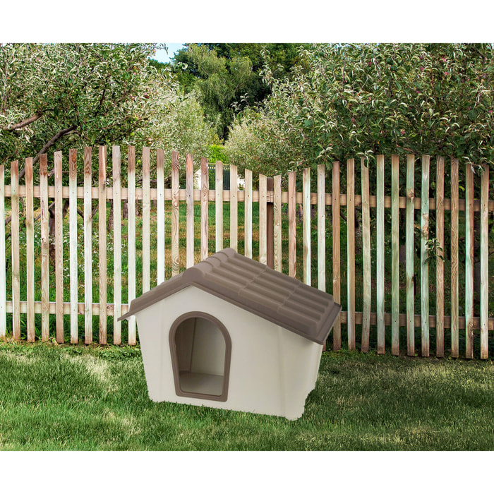 Cuccia Avalon, Casetta per cani o gatti, Cuccia da esterno o interno, 100% Made in Italy, Beige, 58x40h42 cm