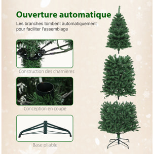 Sapin de Noël artificiel LED H.180 cm 899 branches télécommande 12 modes timer vert