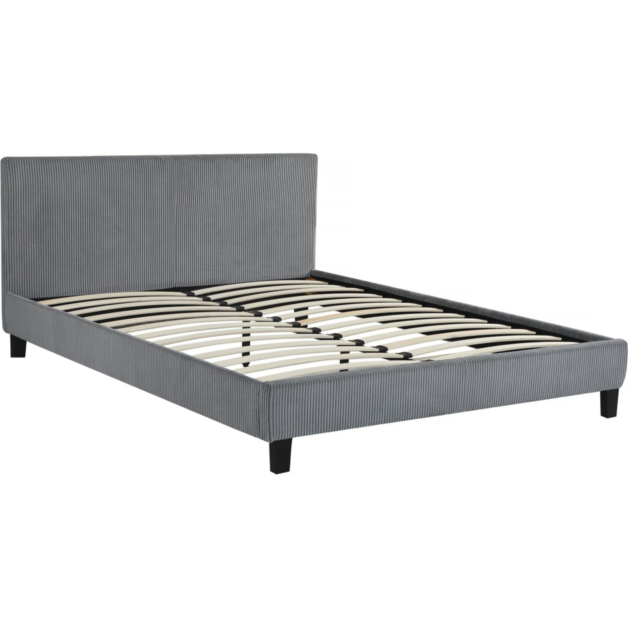 Lit en Velours Cotelé "Ambre" - 140 x 190 - Gris