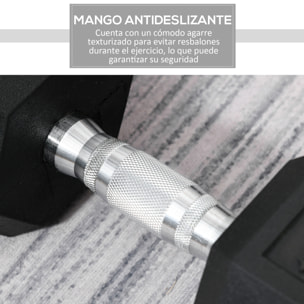 Mancuerna Hexagonal 15 KG Mancuerna con Barra de Conexión Metálica para Entrenamiento en Casa Gimnasio Oficina Negro y Plata