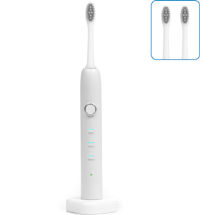 Spazzolino elettrico con batteria ricaricabile e testina. Ricarica wireless induttiva.