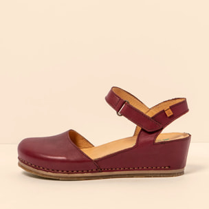 Sandalia de cuña N5850 SOFT NAPPA BURDEOS / PICUAL color Burdeos