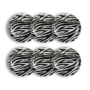 Lot de 6 assiettes à dessert zèbre 20cm en porcelaine  ANIMALS