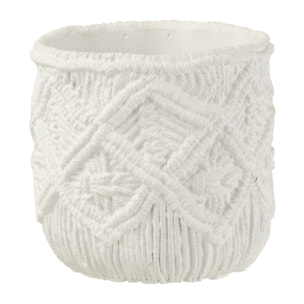 J-Line cache-pot Quadrillé - ciment - blanc - Ø 15.5 cm