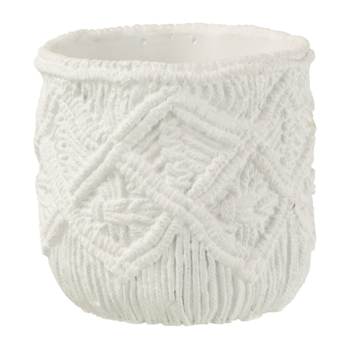 J-Line cache-pot Quadrillé - ciment - blanc - Ø 15.5 cm