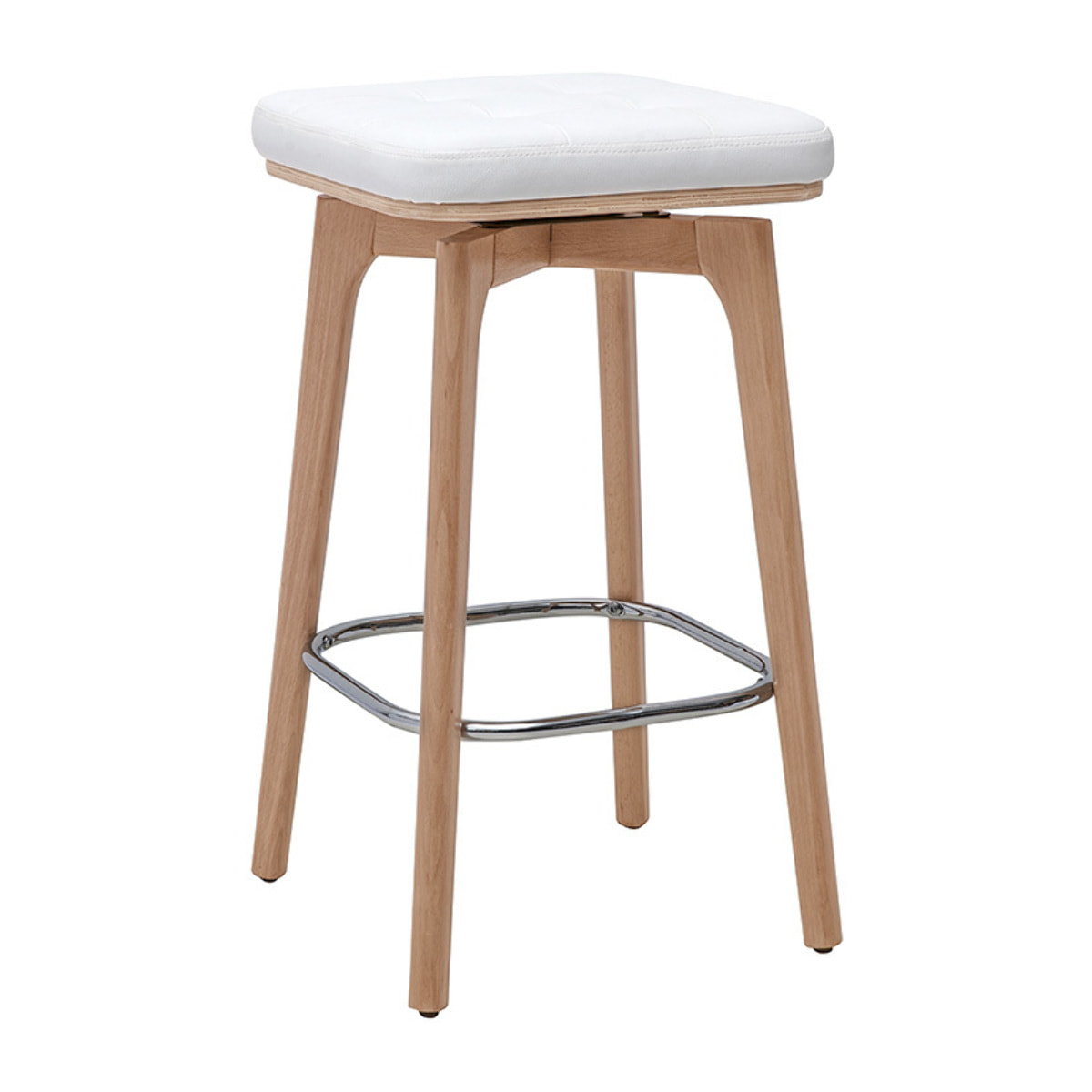 Tabourets de bar pivotants 360° blancs et bois clair H67.5 cm (lot de 2) GRAMMA