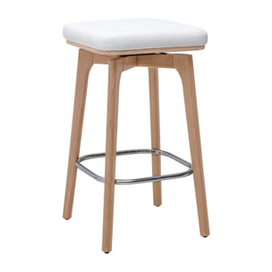 Tabourets de bar pivotants 360° blancs et bois clair H67.5 cm (lot de 2) GRAMMA