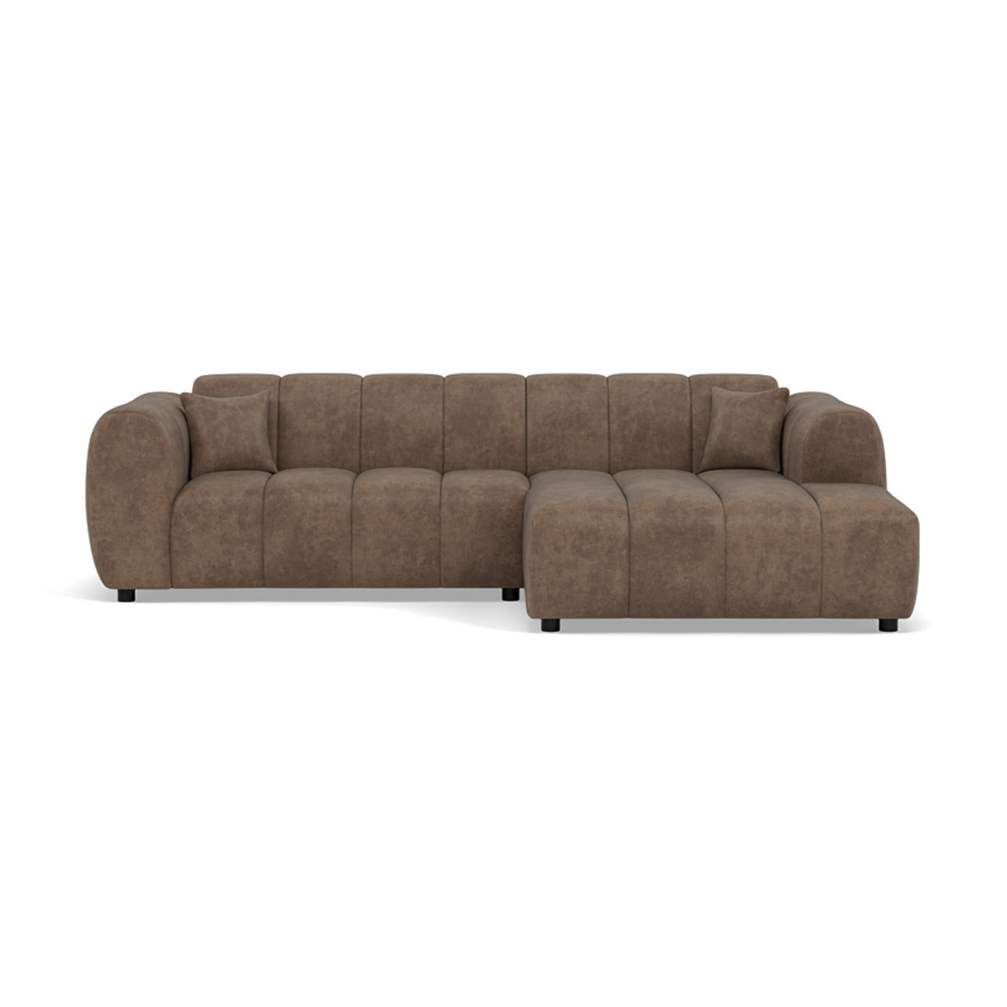 Curtis - canapé d'angle droit 4 places en simili - Taupe