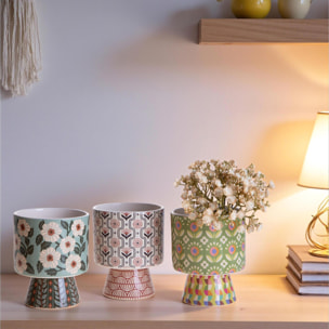 Set 3 vasi con base - 12,2xH15,5x12,2cm - Pezzi 2 - Bianchi Dino SpA