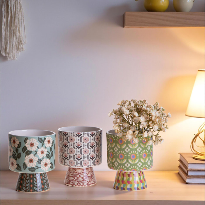 Set 3 vasi con base - 12,2xH15,5x12,2cm - Pezzi 2 - Bianchi Dino SpA