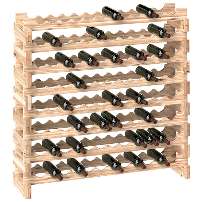 Botellero Vino 96 Botellas, Botellero de Madera de 8 Niveles, Carga 100 kg, para Cocina, Comedor, Bar, 114x28x113,5 cm, Madera Natural