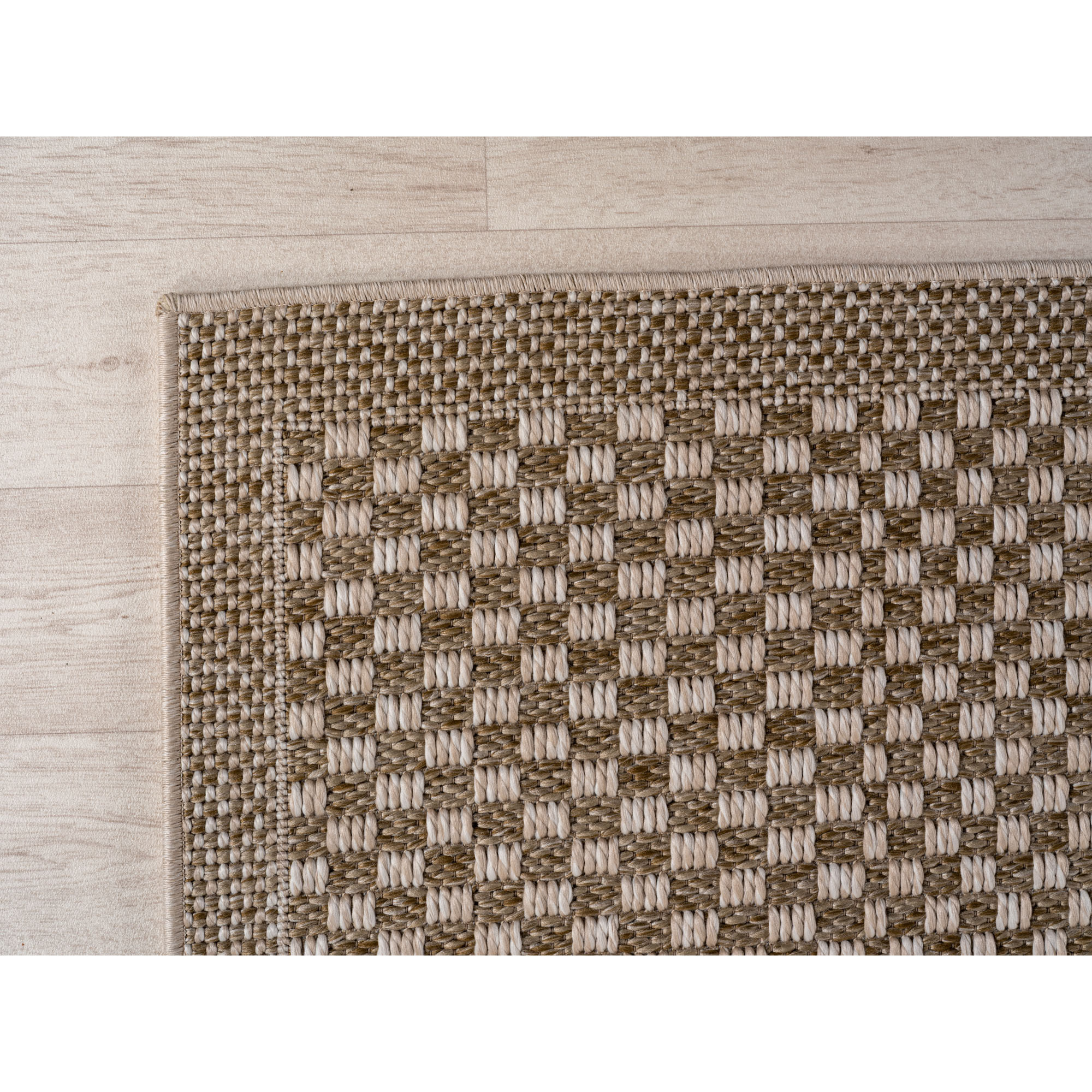 NEREA - Tapis intérieur/extérieur beige, design damier