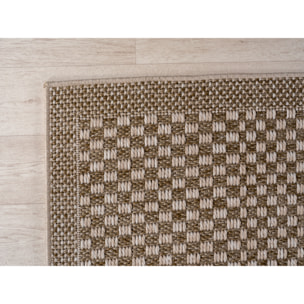 NEREA - Tapis intérieur/extérieur beige, design damier