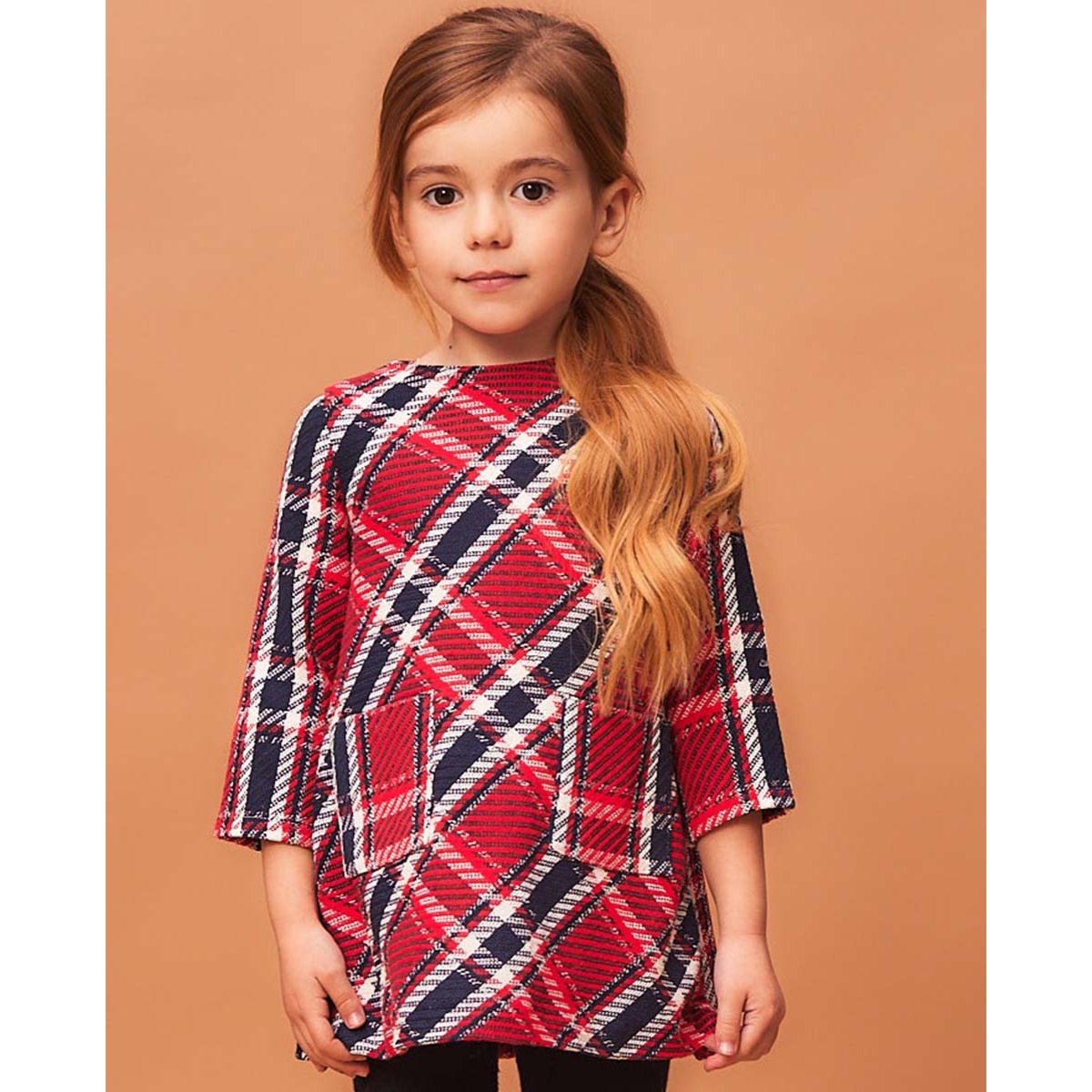 VESTIDO CUADROS ROJO Y AZUL