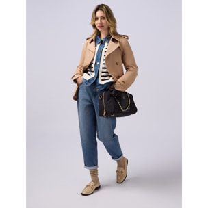 Oltre - Jeans boyslim con bottone gioiello - Azzurro