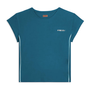 T-shirt tecnica con maniche ad aletta e profili a contrasto