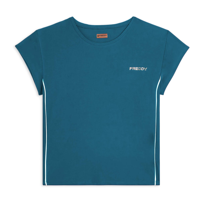 T-shirt tecnica con maniche ad aletta e profili a contrasto