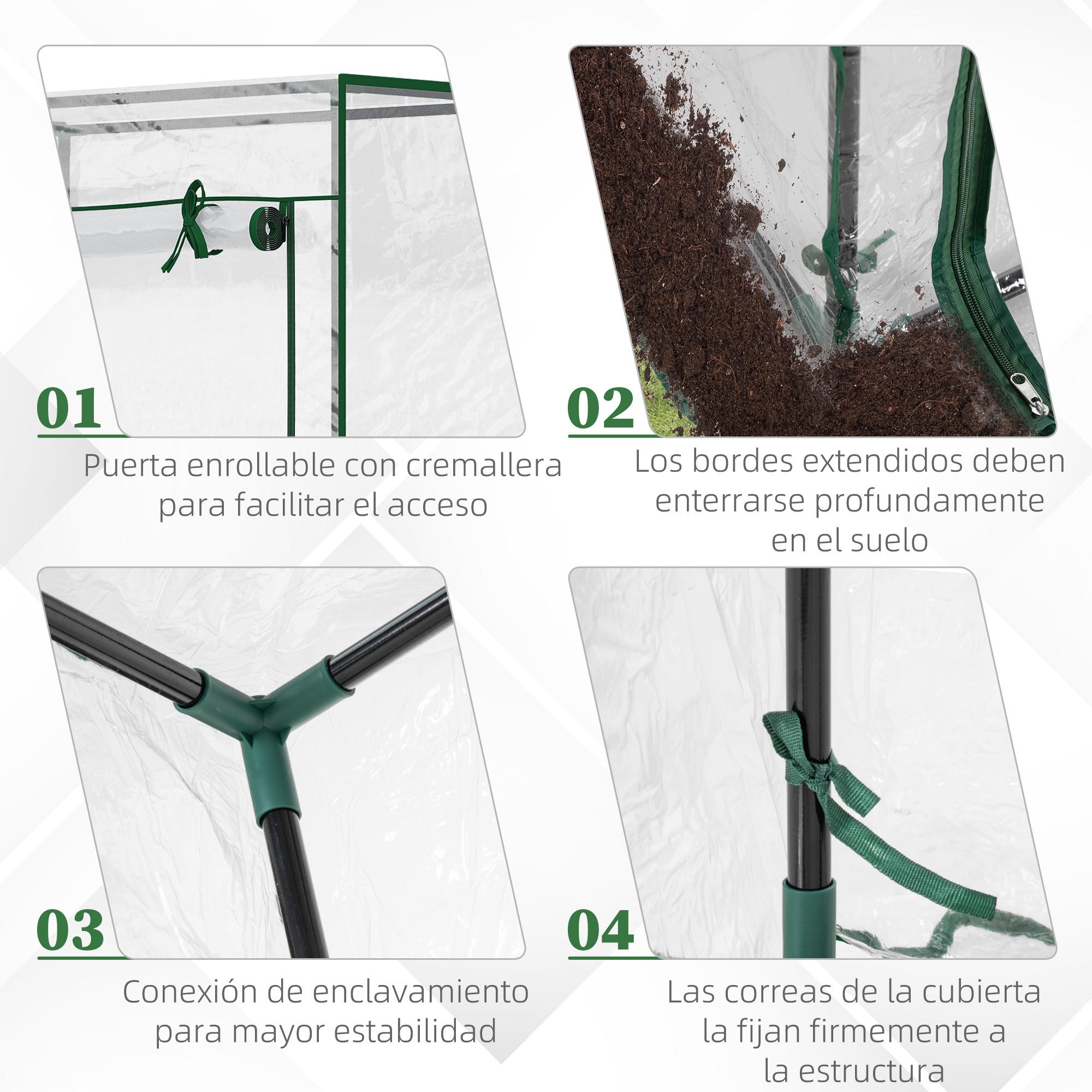 Invernadero con Puerta Enrollable y Estructura de Acero Invernadero de Jardín Terraza Patio para Cultivo de Plantas 100x50x150 cm Transparente